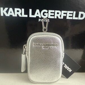 Karl Lagerfeld Silver Coin Purse Pouch BagCharm Attachment Brand New Retail $65